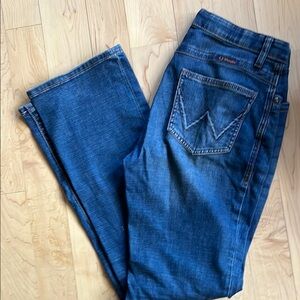Wrangler Blue Straight Leg Jeans with Classic Stitching